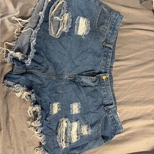 Distressed Denim Shorts